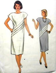 8674 VOGUE LOOSE PULLOVER CAP SLEEVE INSET DRESS 80 PATTERN 14